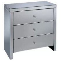 Saville Mirrored Chest Of 3 Drawers In Silver