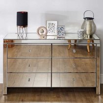 Saville Mirrored Chest Of 6 Drawers In Silver