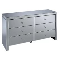 Saville Mirrored Chest Of 6 Drawers In Silver