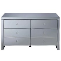 Saville Mirrored Chest Of 6 Drawers In Silver