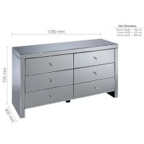 Saville Mirrored Chest Of 6 Drawers In Silver