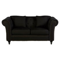 Kelly Upholstered Fabric 2 Seater Sofa In Black