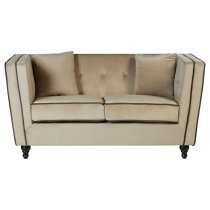 Hannah Upholstered Velvet 2 Seater Sofa In Mink