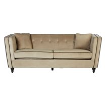 Hannah Upholstered Velvet 3 Seater Sofa In Mink