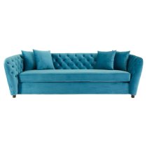 Revive Upholstered Velvet 3 Seater Sofa In Blue