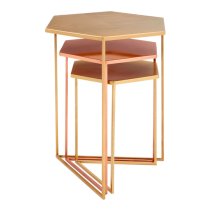 Casa Hexagonal Metal Nest Of 3 Tables In Gold And Bronze