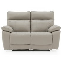 Posit Recliner Leather 2 Seater Sofa In Light Grey