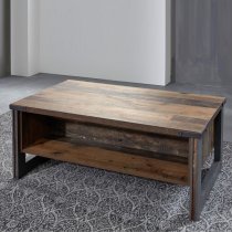 Merano Wooden Coffee Table In Old Wood With Matera Grey Legs