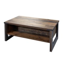 Merano Wooden Coffee Table In Old Wood With Matera Grey Legs