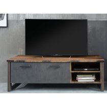 Merano Wooden TV Stand In Old Wood With Matera Grey And LED