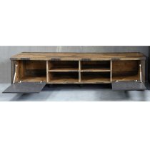 Merano Wooden TV Stand Wide In Old Wood With Matera Grey And LED