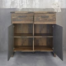 Merano Wooden Compact Sideboard In Old Wood And Matera Grey