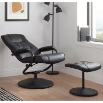 Memphian Faux Leather Swivel Chair And Footstool In Black