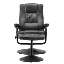 Memphian Faux Leather Swivel Chair And Footstool In Black