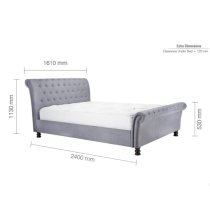 Opulent Fabric King Size Bed In Grey