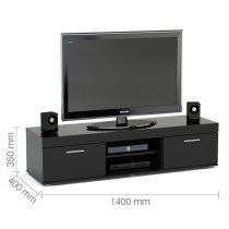 Edged High Gloss TV Stand Large In Black