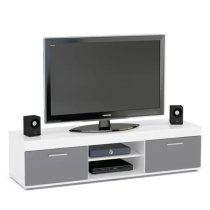 Edged High Gloss TV Stand Large In Grey And White