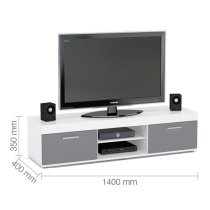 Edged High Gloss TV Stand Large In Grey And White