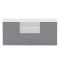 Edged High Gloss TV Sideboard In Grey And White