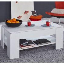 Seguin Wooden Coffee Table In White With Lift Up Top