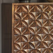 Gaffney Acacia Wood Sideboard With 2 Doors In Brown And Gold