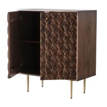 Gaffney Acacia Wood Sideboard With 2 Doors In Brown And Gold