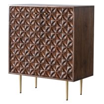 Gaffney Acacia Wood Sideboard With 2 Doors In Brown And Gold