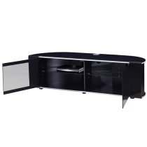 Sanja Large Corner High Gloss TV Stand With Doors In Black