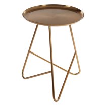 Cordue Round Metal Side Table In Brass