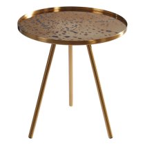 Cordue Round Glass Top Side Table In Warm Gold