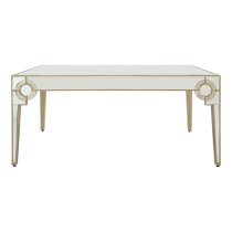 Antibes Mirrored Glass Dining Table In Antique Silver