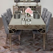 Antibes Mirrored Glass Dining Table In Antique Silver