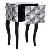 Brice Mirrored Glass Bedside Cabinet With 2 Drawers In Silver