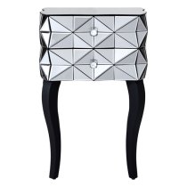 Brice Mirrored Glass Bedside Cabinet With 2 Drawers In Silver