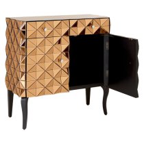 Brice Mirrored Glass Sideboard With 2 Doors 2 Drawers In Copper