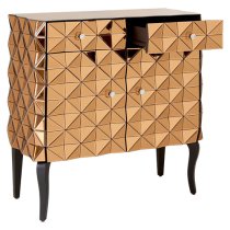 Brice Mirrored Glass Sideboard With 2 Doors 2 Drawers In Copper