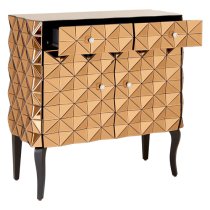 Brice Mirrored Glass Sideboard With 2 Doors 2 Drawers In Copper