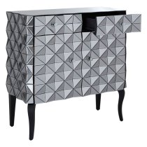 Brice Mirrored Glass Sideboard With 2 Doors 2 Drawers In Silver