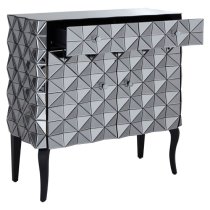 Brice Mirrored Glass Sideboard With 2 Doors 2 Drawers In Silver