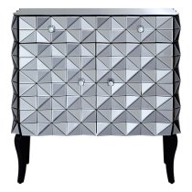 Brice Mirrored Glass Sideboard With 2 Doors 2 Drawers In Silver