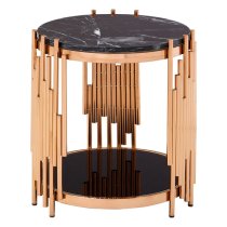 Alvara Black Marble Top Side Table With Rose Gold Frame