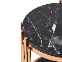 Alvara Black Marble Top Side Table With Rose Gold Frame