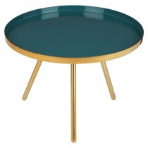 Argenta Large Metal Side Table In Diesel Green And Gold