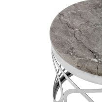 Midtown Round Marble Top Side Table With Steel Frame