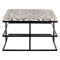 Orphee Square Wooden Coffee Table With Metal Frame In White