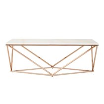 Armenia Faux Marble Coffee Table In White And Champagne Gold