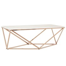 Armenia Faux Marble Coffee Table In White And Champagne Gold