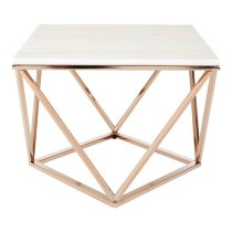 Armenia Faux Marble Coffee Table In White And Champagne Gold