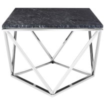 Armenia Faux Marble Coffee Table In Black And Chrome