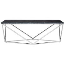 Armenia Faux Marble Coffee Table In Black And Chrome